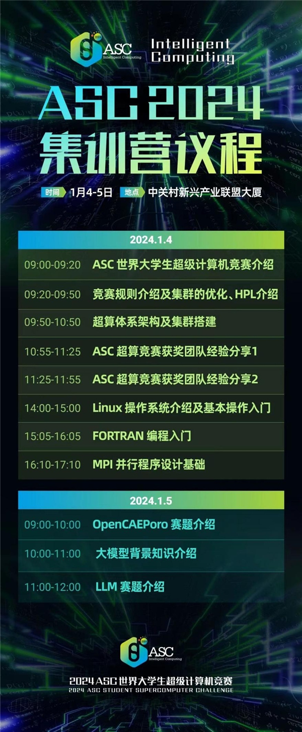 ASC24世界大学生超算竞赛集训营将在北京举行