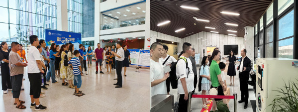 南京航空航天大學圖書館領導帶新生和家長參觀圖書館