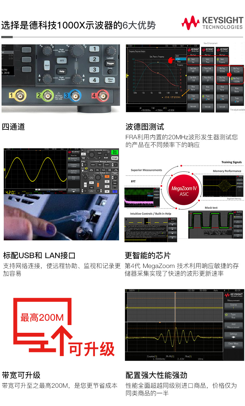 是德科技KEYSIGHT(原安捷伦AGLIENT)InfiniiVision 1000 X 系列数字示波器